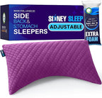 Sidney Sleep Pillow for Side and Back Sleepers - Comfort for Neck and Shoulder Pain - Adjustable and Customizable Shredded Memory Foam Filling - Queen Size - Additional Foam Fill Included (Magenta)