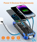 Solar Charger Power Bank, 42800mAh Wireless Portable Charger with USB-C in/Output, QC3.0 Fast Charging 15W 4 Ports Outdoor Battery Pack Built-in LED Flashlight, for iPhone, Galaxy, iPad etc