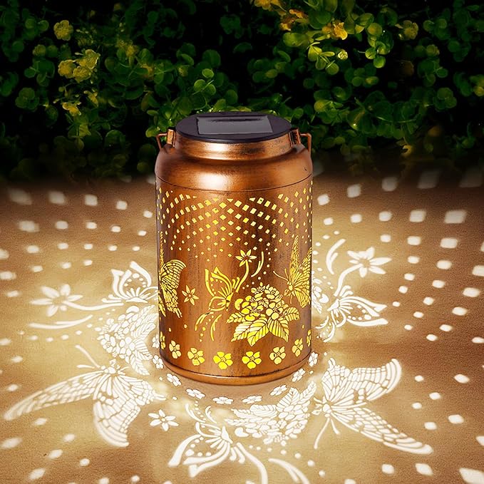 Butterfly Solar Lanterns Outdoor Waterproof, Garden Decor Hanging Solar Lights Gifts for Women Mom Grandma, Metal Garden Decorative Lights for Yard, Backyard, Patio, Porch
