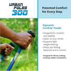 Urban Poling Series 300 Urban Poles – 1 Pair – Fitness Edition- Patented Ergonomic CoreGrip™ for Stability – Adjustable, Collapsible, Lightweight for Comfort