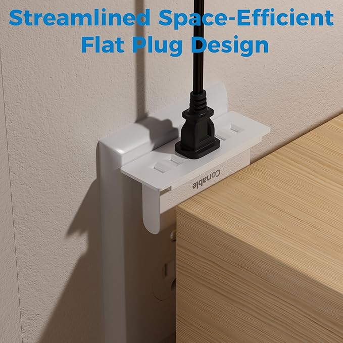 3 Outlets 2 Prong Polarized Lateral Swivel Wall Tap Adapter, 180 Degree Swivel Wall Tap, 2-Prong to 2-Prong Triple Outlet Converter, Wall Tap, Travel Essentials, Polarized, ETL Listed, 1 Pack