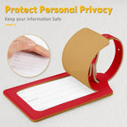 Travelambo 20 Pack Luggage Tags for Suitcases Privacy Protection Bag Tags Faux Leather Travel Accessories Essential, Deep Red