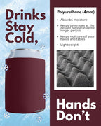 PartyPrints 100 Pack Burgundy Blank Can Cooler Sleeves, Customizable Bulk Insulated Foam for Beer, Collapsible Plain Drink Holder, Cold Soda Insulator, 12oz Regular, 16oz Tall Cans