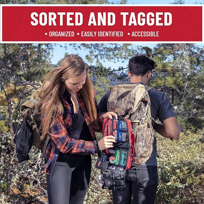 Surviveware 119 Pcs Comprehensive Premium Survival First Aid Kit - Medical Emergency Kit for Travel Camping Gear, Home Essentials & Outdoor Emergencies - HSA & FSA Eligible Survival Kit