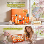 Glown 6-Piece Hydrating Skincare Set with Vitamin C & Niacinamide | Face & Body Care Kit with Cleanser, Toner, Serum, Moisturizer, Eye Cream & Body Lotion | Self-Care Gift Set for Women