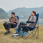 EVER ADVANCED Folding Camping Chair with High Back Padded 2 Pack Oversized Portable Lawn Chairs Lightweight Sturdy Steel Foldable Outdoor Camp Chair for Adults,Grey