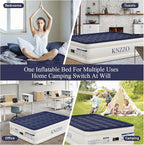 Air Mattress Full with Built-in Pump, Blow Up Mattress with Soft Flocked Top, Leakproof Inflatable Mattress, Foldable Waterproof Air Bed for Home, Guests, Camping, with Storage Bag