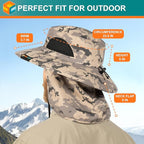 SUN CUBE Wide Brim Sun Hat Men Women, Fishing Hats Sun UV Protection, Mens Hiking Bucket Hat Safari Beach Boonie, UPF 50+