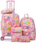 Rosamo Kid’s Luggage Set 6 Piece Suitcase Set 16’’ Hardside Luggage with Spinner Wheels Girls Boys Carry on Luggage Travel Rolling Luggage Airline Approved