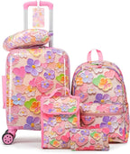 Rosamo Kid’s Luggage Set 6 Piece Suitcase Set 16’’ Hardside Luggage with Spinner Wheels Girls Boys Carry on Luggage Travel Rolling Luggage Airline Approved