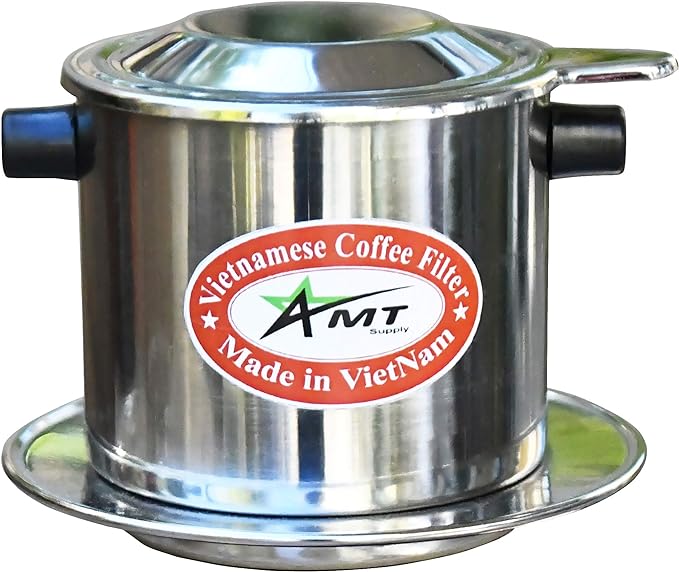 AMT 6.5 oz Coffee Maker, Phin Filter with Cork, Screw Down Coffee Dripper for Vietnamese Style Coffee at Home or Office