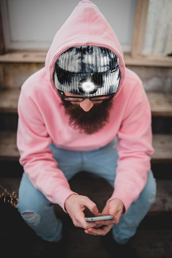ATNKE LED Lighted Beanie Hat,USB Rechargeable 4 LED Running Headlamp Bright Cap with The Light Gifts for Men and Women