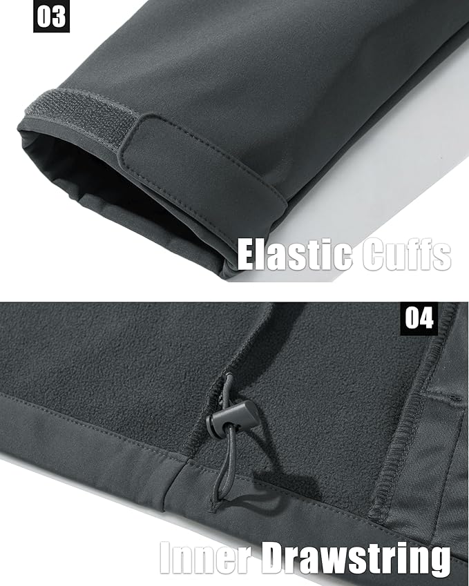 MAGCOMSEN Men's Fleece Lined Softshell Jacket Waterproof Windbreaker Rain Jacket for Tactical Hiking