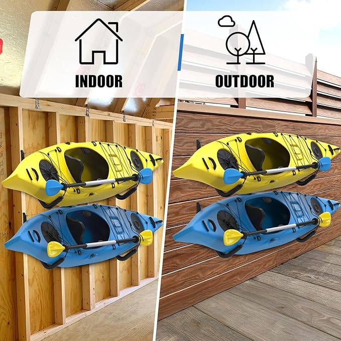 UNITEDPOWER Kayak Storage Racks, Heavy Duty Garage Hangers, Jumbo Wall Hooks for Canoe, Ladder, Bicycle, Folding Chairs, Surfboard, Snowboard, Hose and Tools