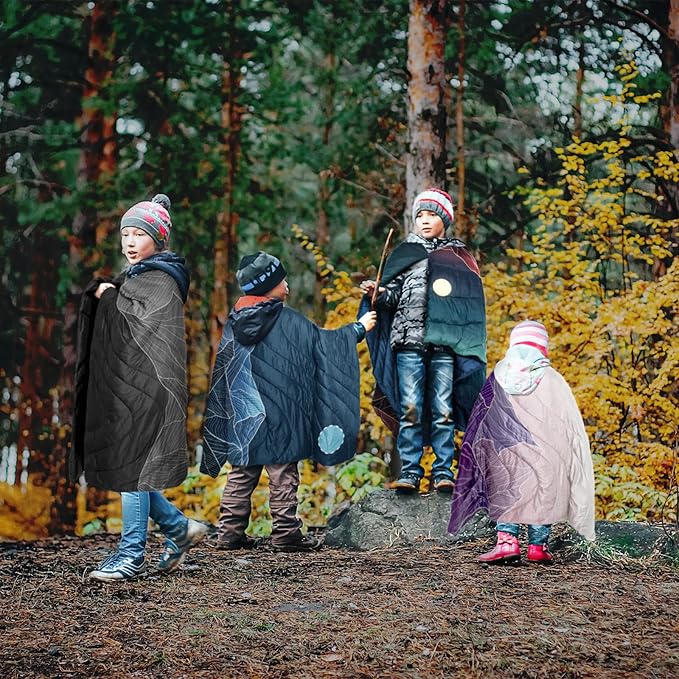 zzlamb Camping Blanket, Outdoor Lightweight Travel Blanket Puffy Portable Down Alternative, Windproof Warm Cloak with Snaps, Cozy Quilt Backpacking Picnic RV Plane Car Hammock Beach Climbing