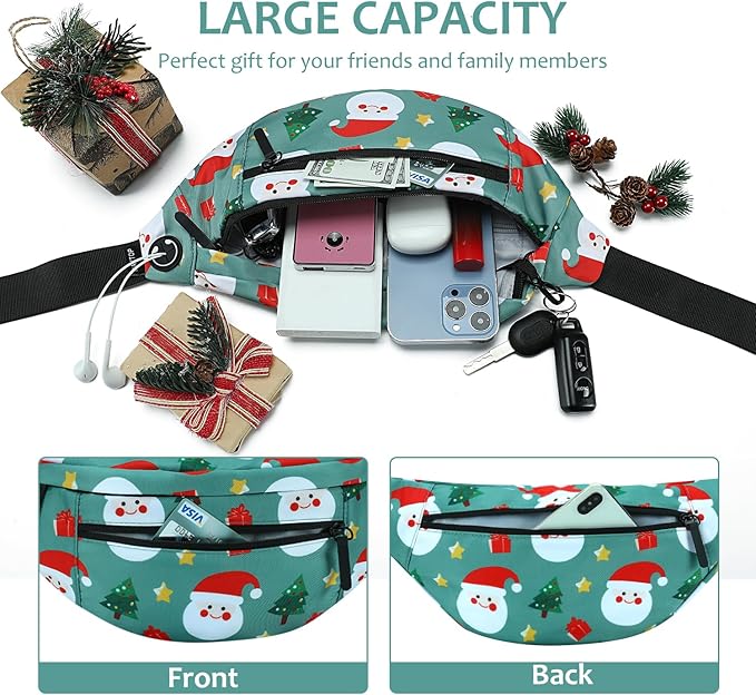 MAXTOP Large Crossbody Fanny Pack with 4-Zipper Pockets,Gifts for Enjoy Sports Festival Workout Traveling Running Casual Hands-Free Wallets Waist Pack Phone Bag Carrying All Phones