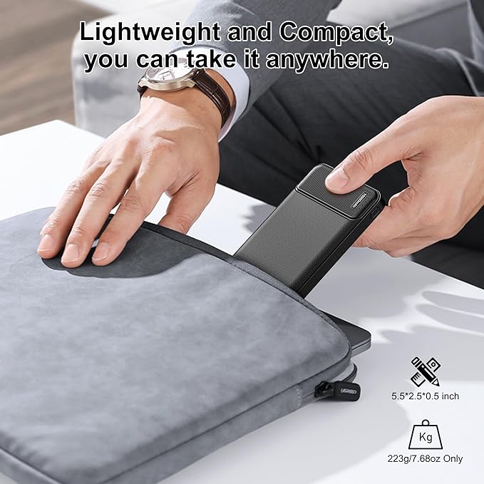 AsperX 2 Pack 10000mAh Portable Charger, USB C Fast Charging Power Bank Input & Output, Travel External Battery Pack Compatible with iPhone Samsung Android Phones, Heated Vest, Dual Black