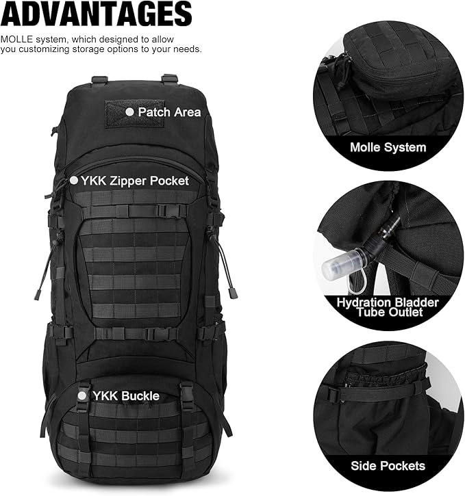 Mardingtop 70L Internal Frame Backpack for Camping,Hiking,Travel,Tactical Backpack with Rain Cover