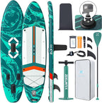 ZLX 11'6" Extra Wide Inflatable Stand Up Paddle Board SUP, Stable Non-Slip Deck Pad, Unique Fin System and Premium iSUP Accessories - Portable Backpack & Upgraded Pump for Adults, All Skill Levels