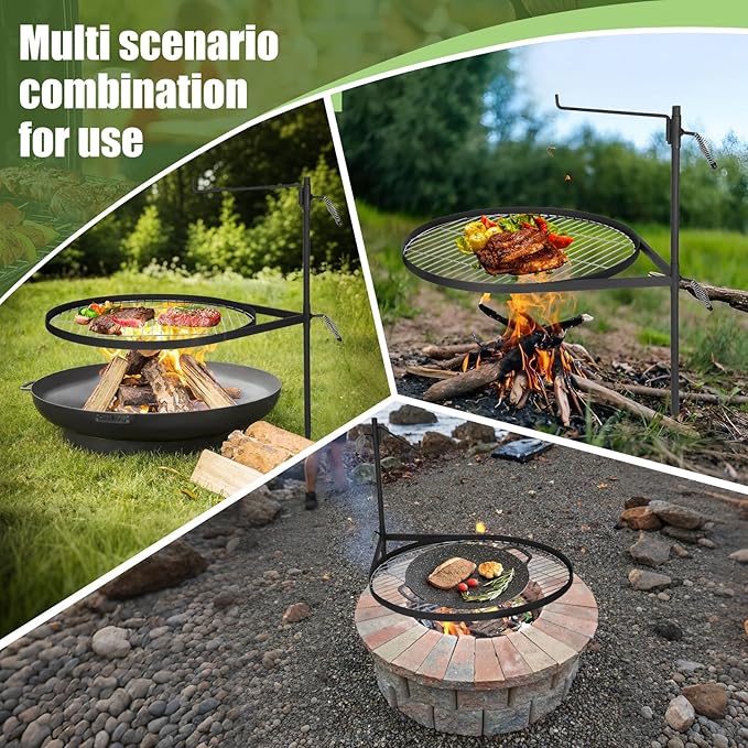 Mangoct Fire Pit Grill Grate-Camp Fire Grilling Grate-Fire Pit Cooking Grate-Portable Open-Flame Camping Grill For Outdoor Cooking