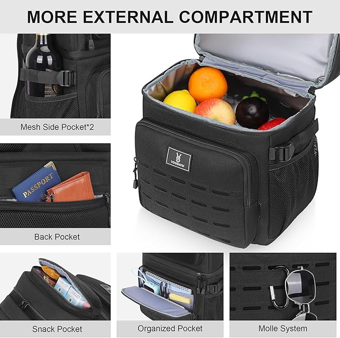 Insulated Double Deck Cooler Backpack for Men Women, 36 Cans Large Leakproof Cooler Bag for Camping, Hiking, Picnic, Fishing, Beach, Travel