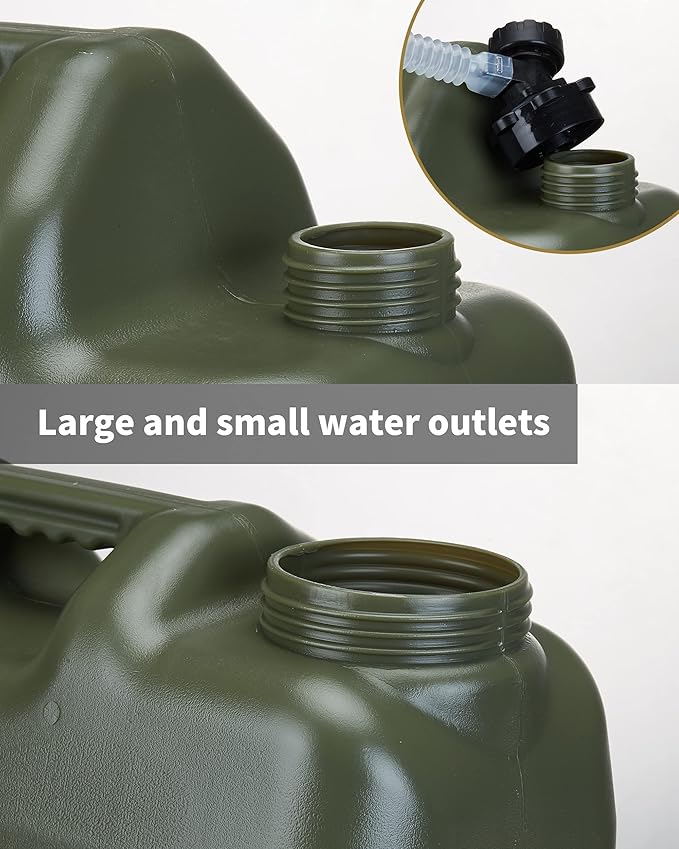 UPWOIGH 5 Gallon Water Jug Set of 2, Camping Water Container, Truly No Leakage Water Storage, Large Military Black Water Tank,BPA Free Portable Emergency Overlanding Gear for Outdoors Hiking