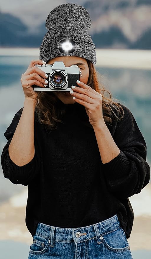 ATNKE LED Lighted Beanie Hat,USB Rechargeable 4 LED Running Headlamp Bright Cap with The Light Gifts for Men and Women