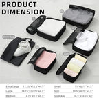 BAGAIL 4 Set/6 Set/8 Set Compression Packing Cubes Travel Accessories Expandable Packing Organizers (Square Mesh, 05-Black)