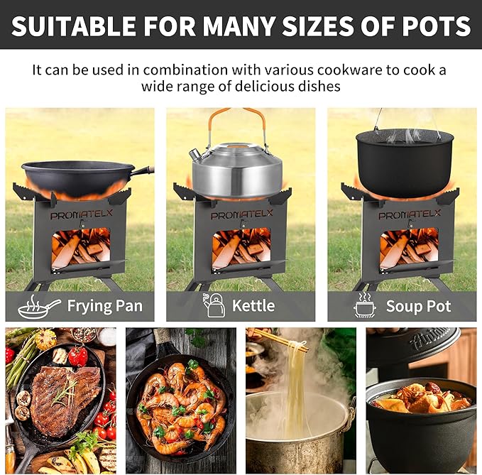 Portable Tripod Camping Stove,Wood-Burning Rocket Stove with Carry Bag, Ideal for Camping, Backyard Cooking & Outdoor Adventures