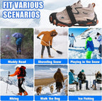 Ice Cleats Snow Traction Cleats for Boots and Shoes 28 Studs Ice Crampons for Walking on Snow and Ice Anti Slip Coershoe Rubber Ice Grippers Slip-on Stretch Footwaer