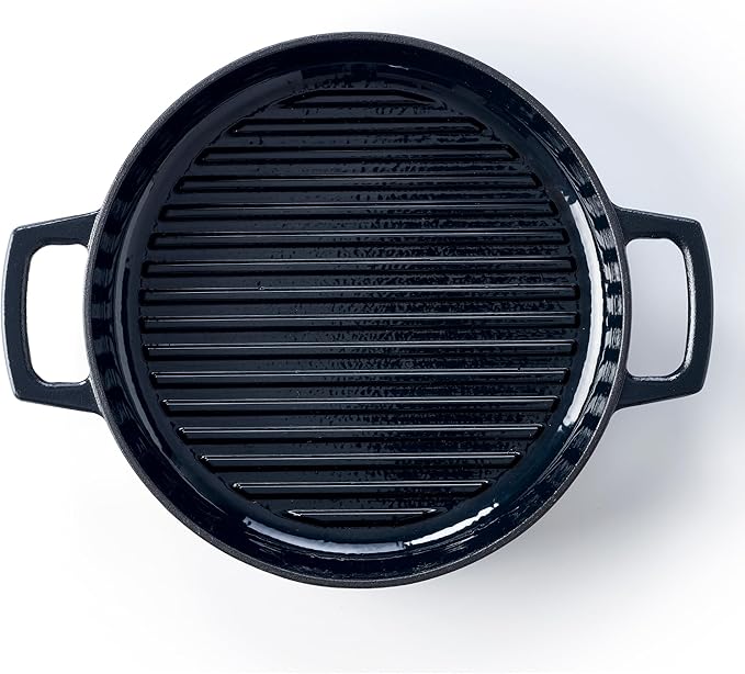 Alva Nori 11" Pre-Seasoned Cast Iron Grill Pan – PFAS, PFOA & PTFE-Free Nonstick – Lightweight, Easy to Clean – All Stovetops & Oven Safe – Premium Black Griddle