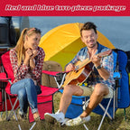 Portable Folding Camping Chair - Lightweight, Durable Outdoor Chair for Camping, Fishing, Beach, Lawn, and More - Comfortable Folding Chairs for Outside Activities(Blue+RED)