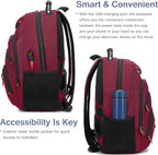 Boavan Laptop Backpack for men, 15.6 inch Laptop Bag with USB Port, Waterproof Travel Work Backpack Purse, Anti-Theft Teacher Nurse Doctor Casual Bookbags Office Business backpack，Russet Red