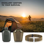 1 Quart Plastic Canteen Military Canteen Portable Military Water Bottle with Bottle Pouch Cotton Cover Bag and Waist Belt for Backpacking Hiking Camping Climbing Outdoor Activities