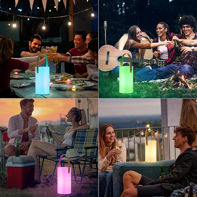 uuffoo Solar Table Lamp Outdoor Lantern 2 in 1 Charging Portable LED Cordless Lights with Remote 8 Colors, Water-Resistant IP44 for Patio Terrace Camping Garden Balcony
