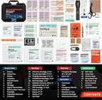 RHINO RESCUE Waterproof Marine First Aid Kit for Boat Durable First Aid Box for Crews with Emergency Medical Supplies for Travel & Fishing (Black)