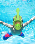 QingSong Kids Snorkel Mask Full Face, Snorkeling Set with Camera Mount, Foldable 180 Degree Panoramic View Snorkeling Gear Anti-Fog Anti-Leak