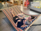 Double Hammock with Quilted Fabric and Spreader Bars,Longer and Sturdier,Quality Hammocks for Outdoor Indoor Patio Yard