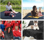 REDCAMP Extra Large Waterproof Stadium Blanket for Cold Weather, Soft Warm Fleece Camping Blanket Windproof for Outdoor Picnic Sports, 79”x 79” Green Grid
