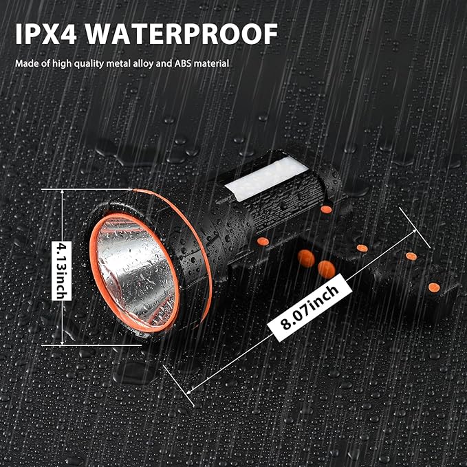 Rechargeable Spotlight Flashlight Water Resistant 8 Hour Runtime LED Super Bright Handheld Searchlight with Shoulder Strap,for During Hurricane Emergency Walking Outages Boating Camping Lantern