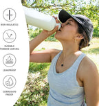 Bambaw Stainless Steel Water Bottle 16 oz - Non-Insulated, Dishwasher Safe, for School - Small Size Metal Bottle - Polar White