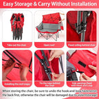 Double Camping Chair with Canopy Shade Oversized 2 Person Camping Sofa Fully Padded Folding Loveseat with Cup Hold and Storage Bag Sturdy for Lawn Beach Fall Outdoor Activities(Dark Red)