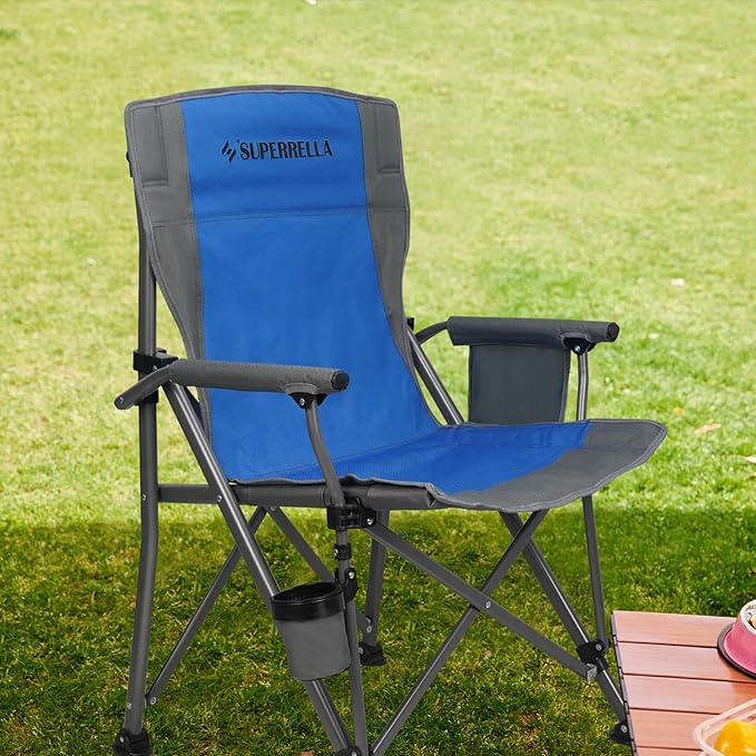 Camping Chair Folding Portable Lawn Chair 2 Pack Comfortable Hard Arm Sturdy for Family Camp, Outdoor, Sports, Beach, Travel, Blue, Supports 300 lbs