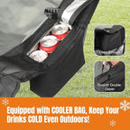 Oversized Camping Chair with Cooler Bag, XL Fully Padded Folding Portable Camping Chairs for Adults, Big Heavy Duty Outdoor Patio Lawn Chair with Arm Cup Holder Supports 450lbs