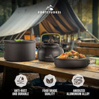Camping Cookware Set - 19-Piece Lightweight Backpacking Cookware with Pots, Pans, Utensils - Compact Outdoor Cooking Kit for Camping, Hiking, Backpacking & Survival