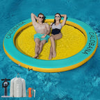Round Floating Ring Inflatable Water Hammock Heavy Duty River Floats Lake Raft for Adults Tanning Pool Lounger Float Island Platform Pad Mat for Party