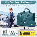 Travel Duffel Bag for Women, Carry-on Overnight Weekender Bags with Wet Pocket & Toiletry Bag, For Spirit Airlines 18x14x8 Personal Item Bag,Small,Peacock Blue