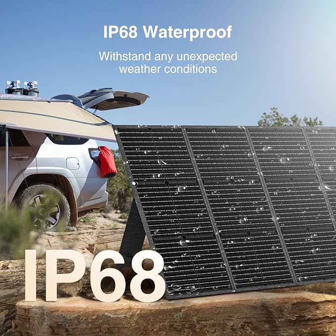 MARBERO 200W Portable Solar Panel for Power Station & DC Devices 200 Watt Foldable Solar Charger >23% High Efficiency IP68 Waterproof Compatible with Solar Generator for Camping RV Outdoor Cloudy