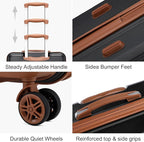 Kono 24 Inch Luggage Suitcase Lightweight with Spinner Wheels TSA Lock Hardside Medium Checked Luggage Durable Rolling Suitcase Apricot Black