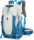 40L Hiking Backpack for Men and Women, Lightweight Waterproof Packable Camping Travel Daypack with Rain Cover (Gray & Blue, 40 Liter)